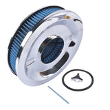 14" x 3" Air Cleaner Set Super Flow Washable Element Blue Recessed Chrome Top 10731620