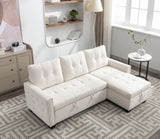 77 Inch Reversible Sectional Storage Sleeper Sofa Bed L-Shape 2 Seat Sectional Chaise With Storage W1203P146254