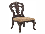 Elegant Style Beautiful Side Chairs 2pc Set Cherry Finish with Gold Tipping Fabric Upholstered B01164711