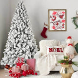 Artificial 8ft Flock LED-lit Christmas Tree with 1460PVC Mixed Branch Tips,Hinged Premium & Foldable 27647635