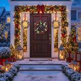 3PCS Set Christmas Door Wreath with Pine Cones & Greenery 13" Red Berry Holly Wreath for Holiday 47289023