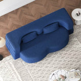 Modern Floor Sofa with 2 Pillows,Convertible Teddy Fabric Foam-Filled Sleeper Sofa Bed,15" Full Size W1885P272263