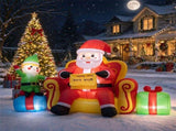 7.2 FT Inflatable Christmas Sitting Santa on Sofa with Elf & Gift Boxes, Built-in LED Lights Blow Up 20780674