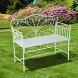 White Garden Bench,Outdoor Patio Bench with Armrests 47237753