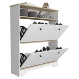 Calgary Shoe Rack, Superior Top, One Open Shelf, Two Extendable Shelves -Light Oak / White B20092079