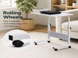 Rolling Laptop Table, Height Adjustable, Removable Design, Wheels and Baffle Panel, White, Large, 90334480