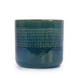 Handmade Green Glazed Ceramic Planter Set of 3, 10" 8" 6" Diameter, Square Grid Pattern, for W3273P322259