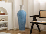 Hand-Woven PVC Rattan Floor Vase, 39 Inch Tall Blue and White Striped Decorative Vase, Farmhouse W2796P300933