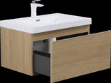 30'' Floating Bathroom Vanity with Sink, Wall-Mounted Striped Storage Cabinet with Soft-Close Drawer W1573P265195