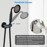 Single-Handle 4-Spray Patterns Bathroom Rain Shower Faucet with Body Jet Handshower in Matte Black W1219133592
