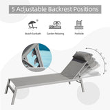 Patio Chaise Lounge Set, 3 Pieces Aluminum Adjustable Pool Lounge Chairs Textilene Sunbathing W1859109862