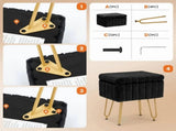 Square Ottoman with Table Top, Comfortable Footrest With Storage, Vanity Stool Suitable for Living 03304328