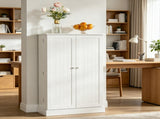 White 41" Modern Freestanding Kitchen Pantry Double Door Storage Cabinet with Adjustable Shelves 18300123