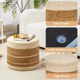 Round Pouf Ottoman Natural Seagrass Pouf Footrest, Foot Stool for Bedroom Living Room Accent 50945176