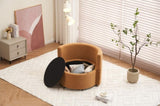 029-Teddy Fabric Swivel And Storage Chair With Back Cushion For Living Room,Khaki W527P166252