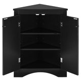 Black Triangle Bathroom Storage Cabinet with Adjustable Shelves, Freestanding Floor Cabinet for Home WF291467AAB
