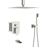 Shower System with Waterfall Tub Spout,12 Inch Ceiling Mount Square Shower System with Rough-in W124381954