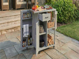 Outdoor Kitchen Island Fir Wood Prep Station Lockable Kitchen Cart with Stainless Top, Ample Storage N719P380278E