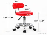 Round Shape Adjustable Salon Stool with Back and Line Red 80978423