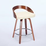 Bar Stools Set of 2, Swivel Bar Height Stools with Low Back, Wood Bar Chairs with Soft Cushion Seat, W1143P173432