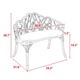 Tulip Patio Garden Bench Metal Park Bench Cast Aluminum Outdoor Furniture with Floral Rose for W640P250987