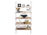 5-Shelf Wood Ladder Bookcase with Metal Frame, Industrial 5-Tier Modern Ladder Shelf Wood 89161253