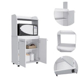 Kira Kitchen Kart, Double Door Cabinet, One Open Shelf, Two Interior Shelves -White B20091922