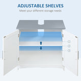 Pedestal Sink Storage Cabinet, Under Sink Cabinet with Double Doors, White-AS 93384625