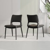 Modern minimalist black PU leather Dining Chairs Set of 2, comfortable backrest design, metal leg W1727P251122