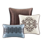 7 Piece Comforter Set Blue Queen B03597161