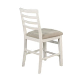 ZNTS Set of 2 Padded Fabric Counter Height Chairs in White and Beige B016P156266