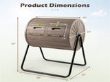 Dual Chamber Compost Tumbler 37.5Gal 360&deg Rotating Compost Bin with Stirring Blades for 83735860