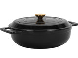 Cast iron 7.5QT cooking pot - Pure black - includes two silicone gloves - Enamel pot 77846550
