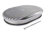 12" Oval Aluminum Full Finned Air Cleaner Polished Paper Element Fits for SB & BB CHEVY FORD & MOPAR 62270690