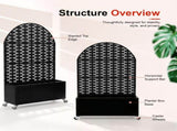 Arched Decorative Privacy Screen with Planter Box, 70.87" Tall Metal Freestanding Fence Planter, 08959365