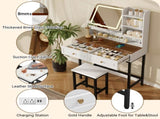 Makeup Vanity with LED Lighted Mirror, 360&deg Rotatable Mirror, Vanity Desk with 2 Drawers,Power N704P385441K
