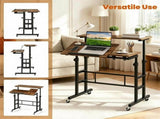 Dual Height Adjustable Rolling Sit Stand Desk with Charging Station, Tiltable Split Desktop Mobile 36367946