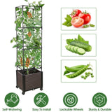 Expandable Rustproof Raised Garden Bed Planter - 62.99in Tall with Trellis, Automatic Water 18741243