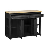 K&K 47 inch Kitchen Island with Extendable Dining Table, Rubber Wood Veneer Kitchen Table with N707P215327B