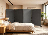4 Panel Folding Rolling Room Divider with Lockable Universal Wheels, Non-See-Through Polyester 17275363