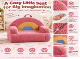 Kids Armchair Toddler Reading Sofa, Full Compression, Teddy Velvet Cute Red Rainbow Shape Kids Sofa 70138544