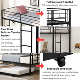 ZNTS Over Twin Bunk Bed Frame with Trundle,Metal Bunkbed with Sturdy Guard Rail and 2 sideLadders for W1916115338