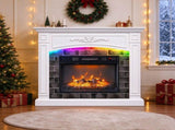 White Paint, 110*34.5*93cm, MDF with carved middle section & LED light strip, for 18in fireplace 29535199