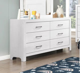 ZNTS Modern White Finish 1pc Dresser of 6x Drawers Black Hardware Wooden Bedroom Furniture B011P146408