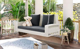 GO 2-Person Wicker Hanging Porch Swing with Chains, Cushion, Pillow, Rattan Swing Bench for Garden, WF285005AAK