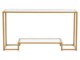 2-Tier Glass Console Table, Modern Rectangular Side Table with Tempered Glass Surface and Iron 85052734