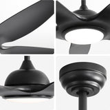 ZNTS 48 Inch Indoor Ceiling Fan With 5 Black ABS Blades Remote Control Reversible DC Motor For Living W882P195915