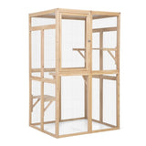 ZNTS Wooden Cat Catio, Outdoor Cat Enclosure, Cat House with Platforms, Sunshine Board, Hammock, Door, W2181P191345