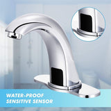 ZNTS Automatic Sensor Touchless Sink Faucet with Deck Plate, Chrome Vanity Faucets, Hands Free DSAT620CH