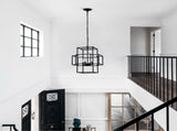 4-Light Metal Lantern Tiered Pendant Hanging Light Fixtures, Industrial Farmhouse Adjustable Height W1592P246889